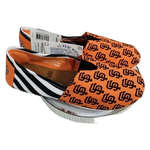 MLB San Francisco Giants Ladies Canvas Stripe Shoes Slippers Espadrilles 5/6 - Picture 1 of 7